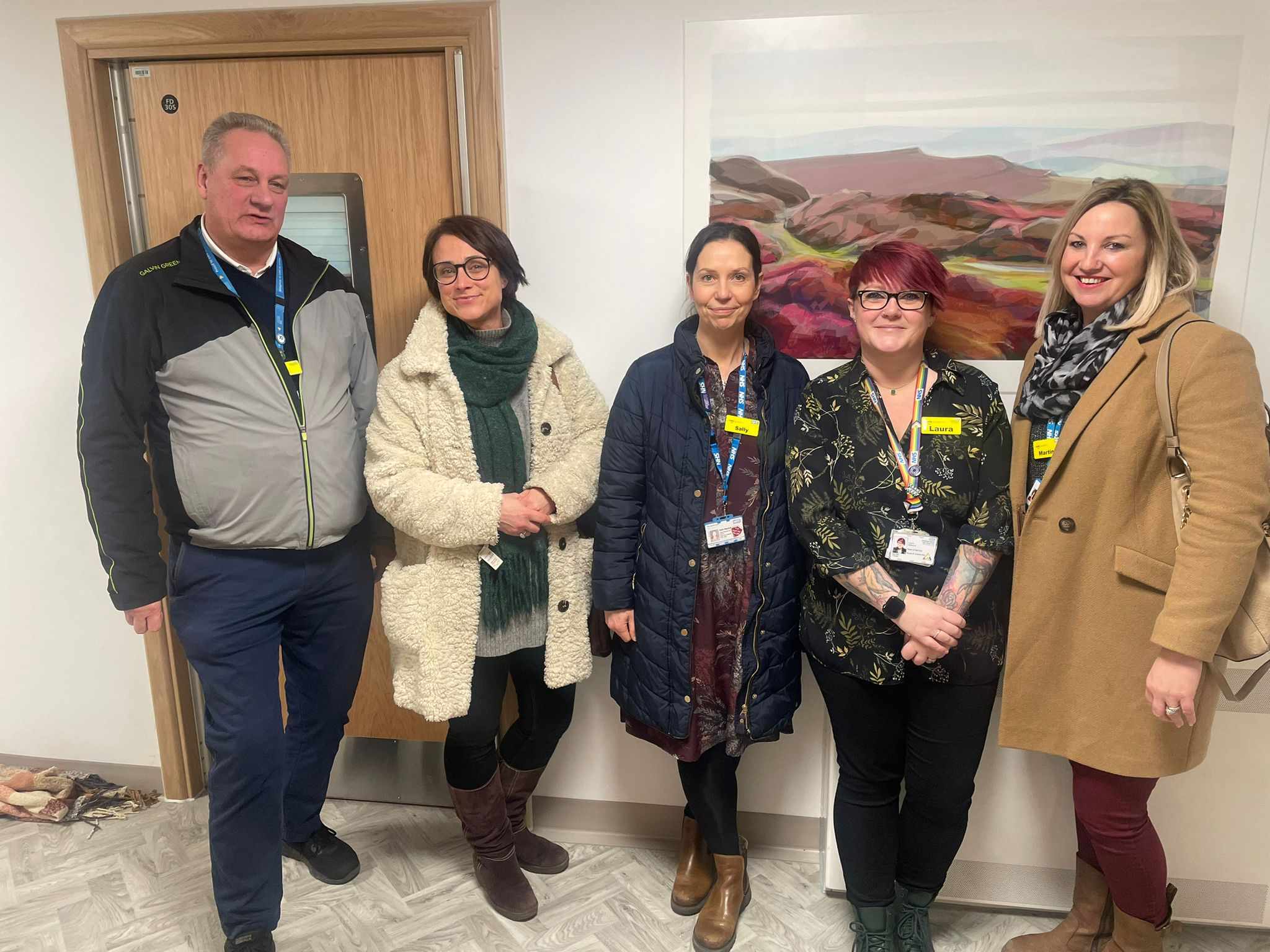 Laura Wiltshire, head of service, and Ian Wright, therapeutic environments clinical lead, with visitors from Rotherham, Doncaster and South Humber NHS Foundation Trust