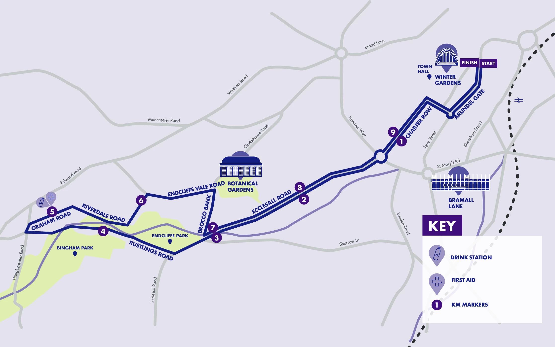 Sheffield 10K route