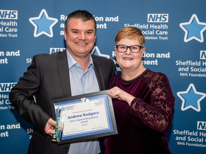 Andrew Rodgers and Jayne Brown OBE at Recognition and Achievement Awards 2020