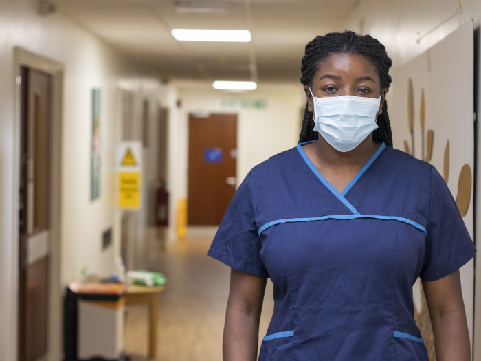 Staff member in face mask