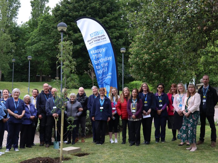 A group shot of the tree planting at Grenoside Grange
