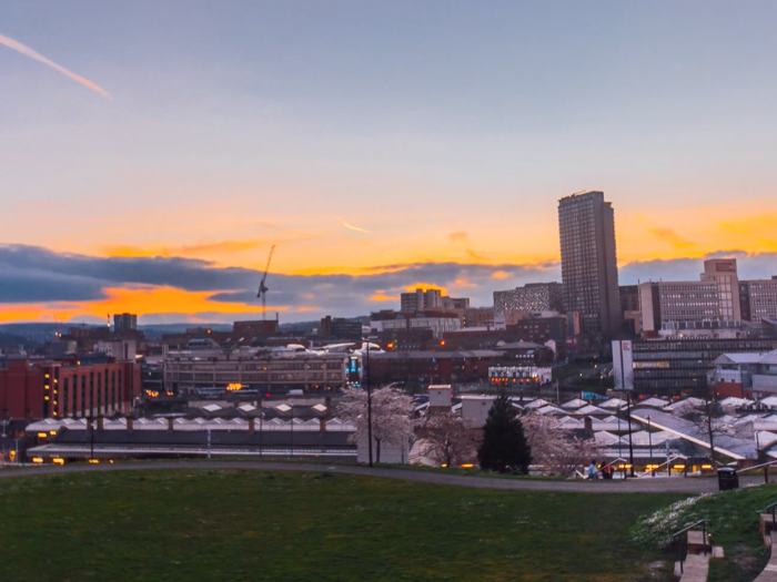 Sheffield skyline at dusk