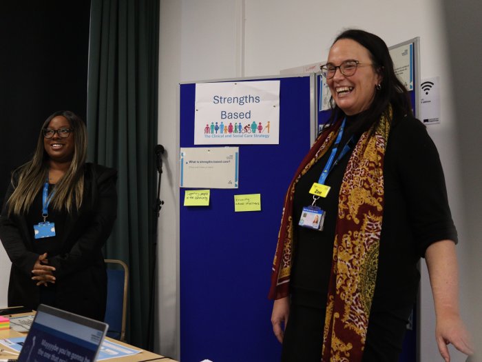 People discussing at engagement event