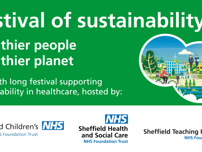 Festival of sustainability - healthier planet, healthier people, a month long festival supporting sustainability in healthcare, hosted by Sheffield Children's, Sheffield Health and Social Care and Sheffield Teaching Hospitals