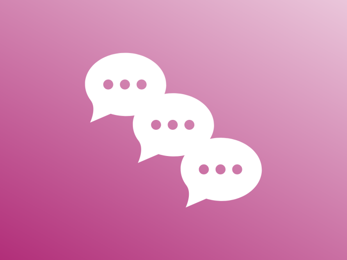 Three cascading speech bubbles