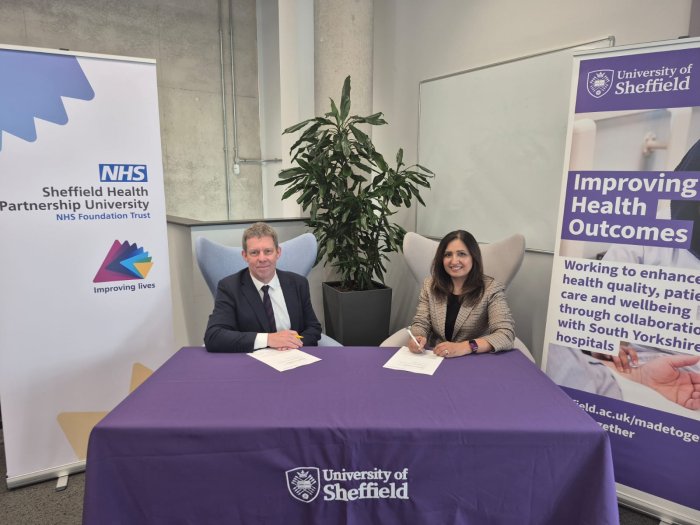 Professor Koen Lamberts and Salma Yasmeen, SHSC, Sheffield, University of Sheffield, partnership, university hospital association