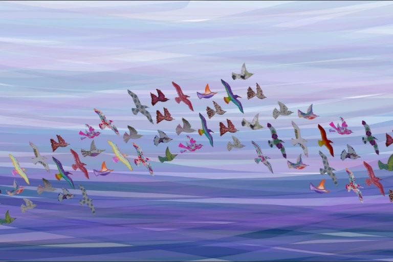 Painting of flying birds 