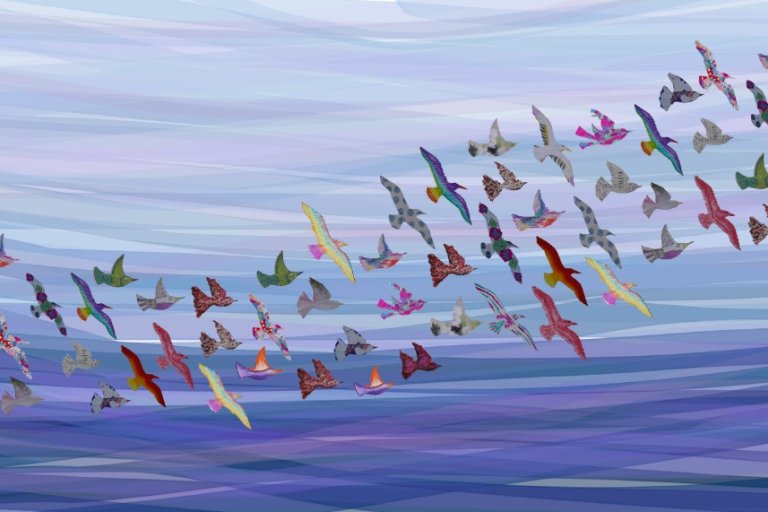 Painting of flying birds 