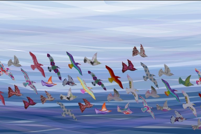 Painting of flying birds 