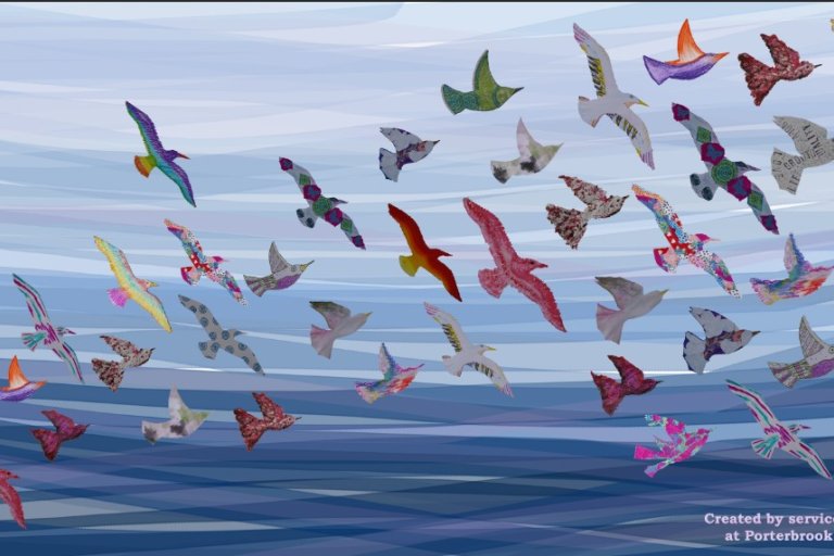 Painting of flying birds 