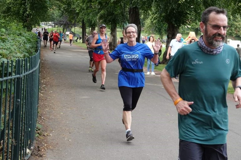 Elaine Harrison taking part in the NHS75 Parkrun 