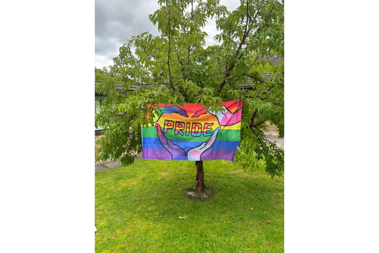 Forest Lodge celebrating pride with rainbow decorations