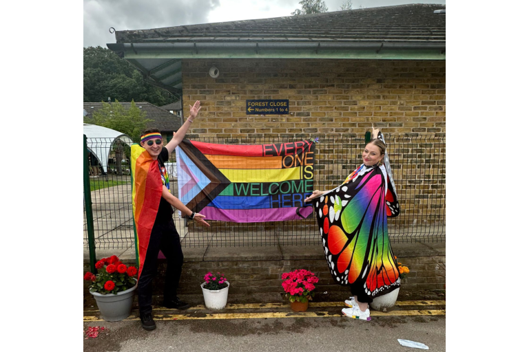 Forest Lodge celebrating pride with rainbow decorations