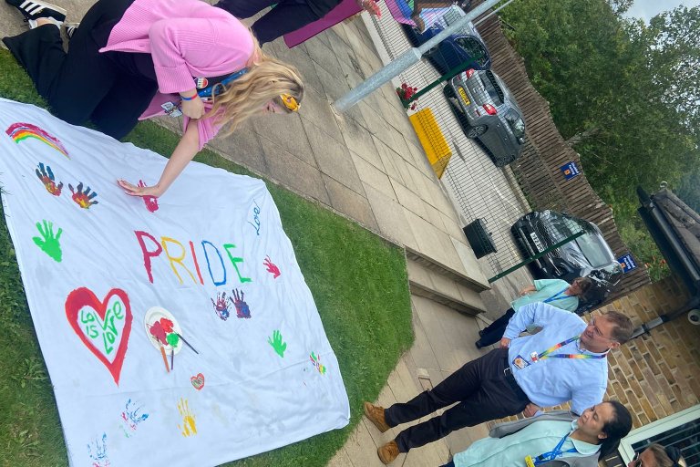 Forest Lodge celebrating pride with rainbow decorations