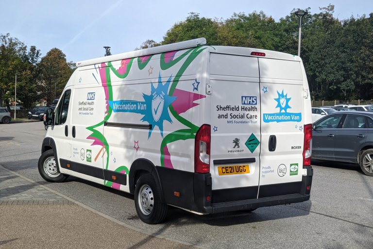 shsc staff, vaccine van, covid-19, flu, nhs