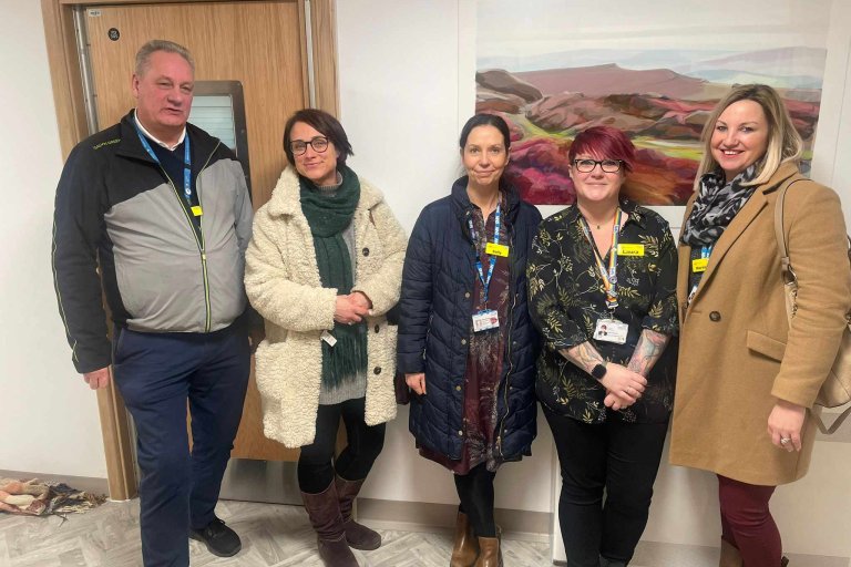 Laura Wiltshire, head of service, and Ian Wright, therapeutic environments clinical lead, with visitors from Rotherham, Doncaster and South Humber NHS Foundation Trust
