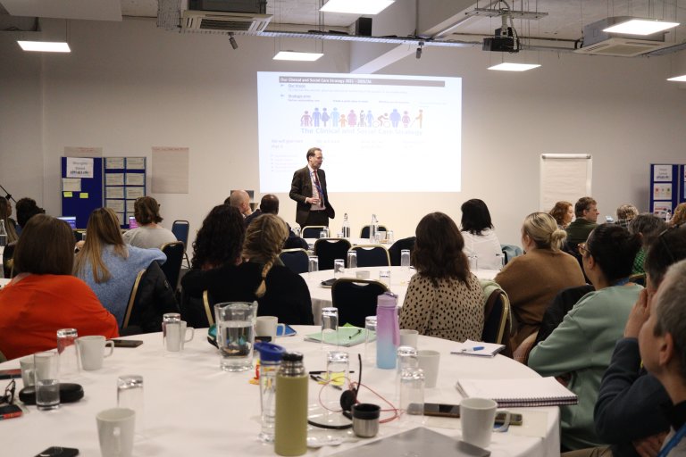 People discussing at engagement event