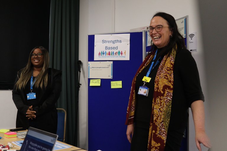 People discussing at engagement event