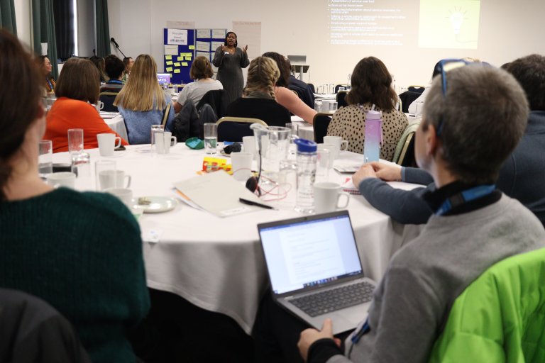 People talking at engagement event